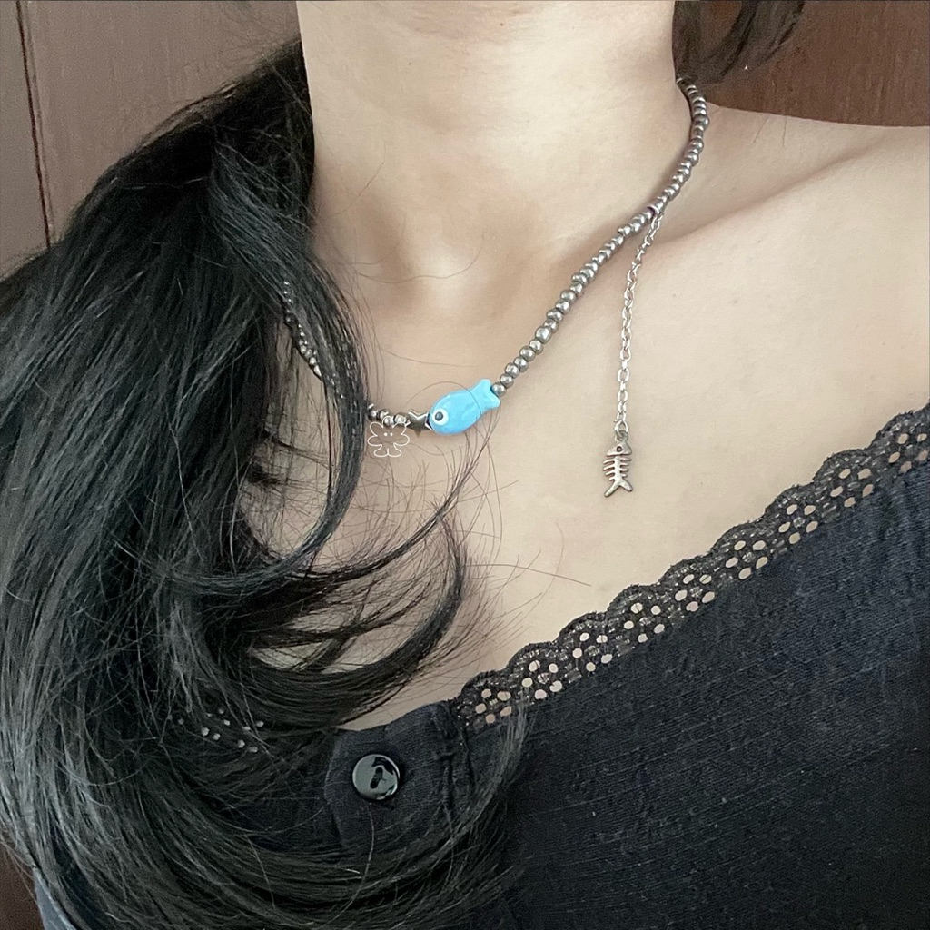 couple necklace | friendship necklace  | kalung ikan | beaded necklace / kalung beads / necklace bea