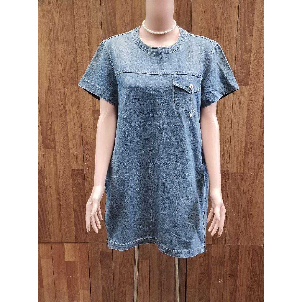 Dress denim samping resleting PREL0v. kode: PL 276