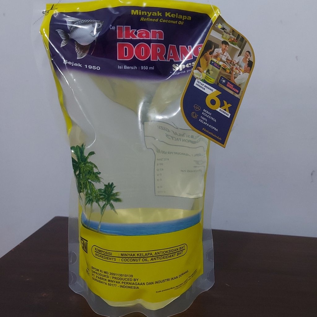 

Minyak Kelapa Ikan Dorang Special Warna Putih Bening Refill 950ml