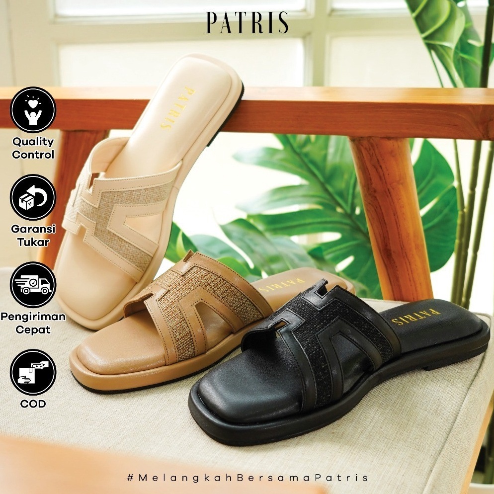 Official Shop Patris Ava Sandal Wanita Teplek Kulit Sintetis
