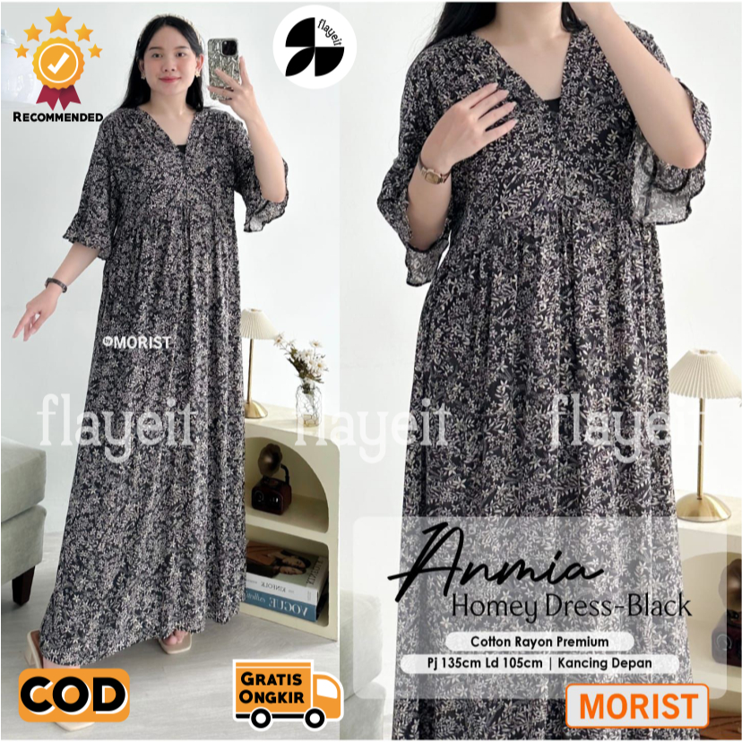 dress wanita kekinian terbaru jumbo Anmia baju rumah tidur rayon piyama