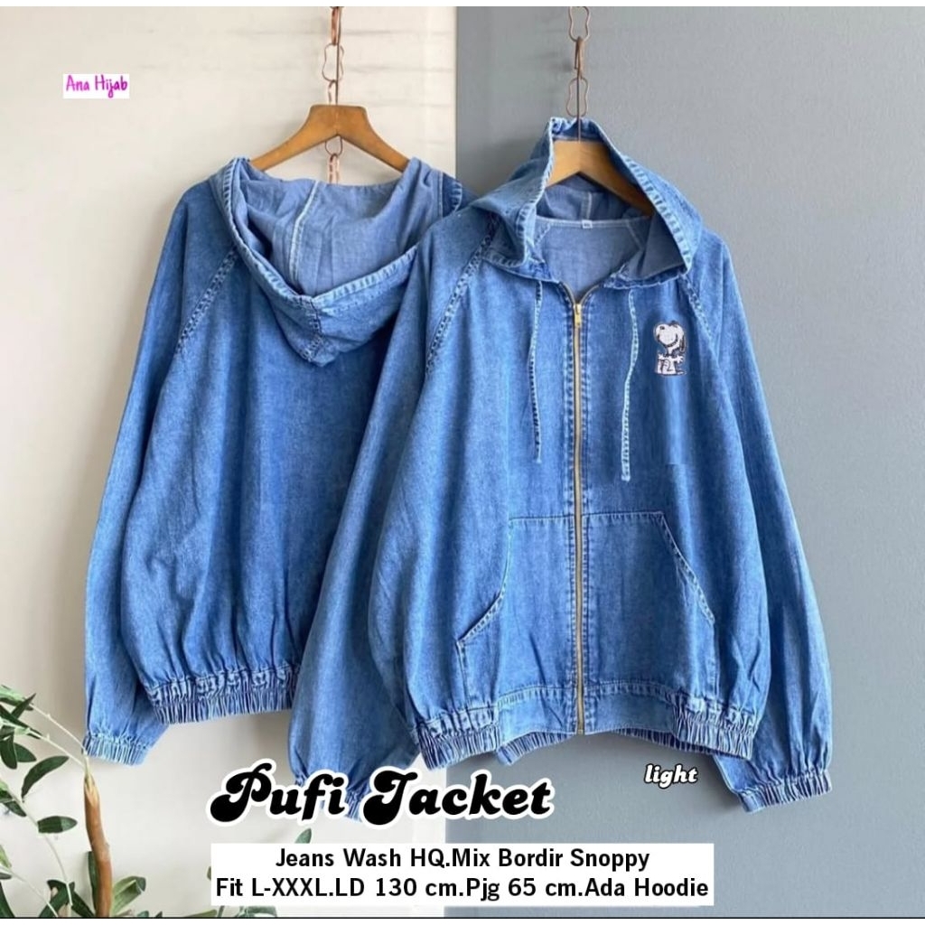 JAKET JEANS WANITA JUMBO/PUFI/JAKET WANITA JEANS WASH HQ JUMBO LD 130 CM FIT XXXL