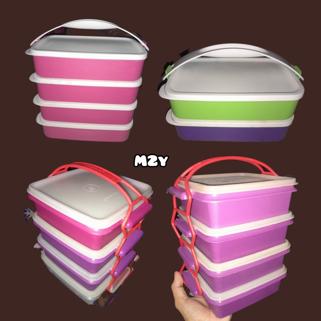 RANTANG TUPPERWARE MANTAN (SEKEN) PINK UNGU,FREE MANGKOK BASO