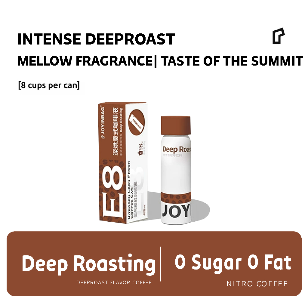 

JOYINBAG E8 Deep Roast Nitro Coffee 8 Espresso Shots Per Can [ Dark Roast Coffee ] Nitro Kopi Instan