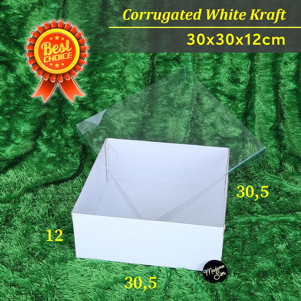 

BOX MIKA - DUS KUE TART - KOTAK CAKE 30x30x12 - WK (ISI : 10 PCS)