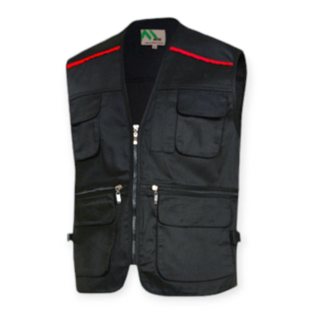 Rompi Kerja jaring Work Vest Tactical Pockets  Men's Hiking Vest Fishing Pockets black Work Vest Tac