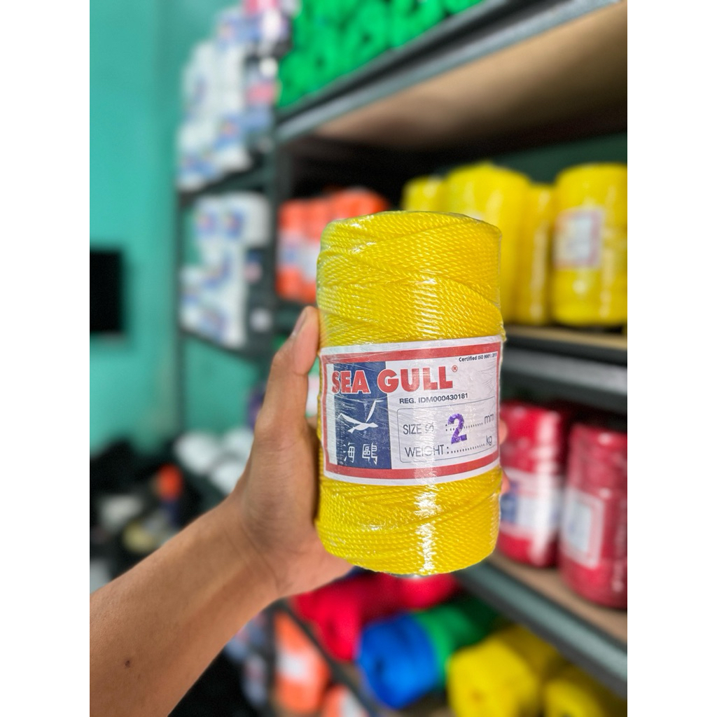 

Tali Tambang 2mm 200m Kuning Merk Sea Gull / Tambang Kecil - Tali Karamba / Tali Jaring Burung - Tali Layangan - Tambang 2mm