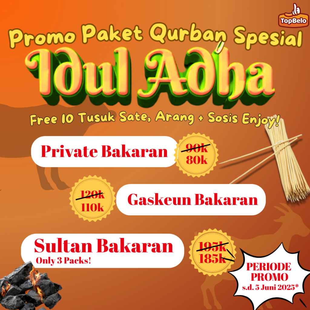 

Paket Bakaran Spesial Idul Adha Free Tusuk Sate, Arang + Sosis Enjoy Isi 21pcs