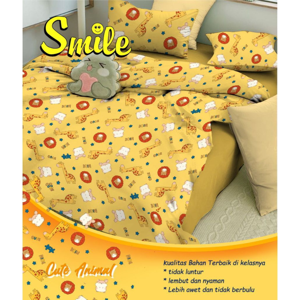 Kain sprei Meteran murah katun anak motif Cute Animal kuning