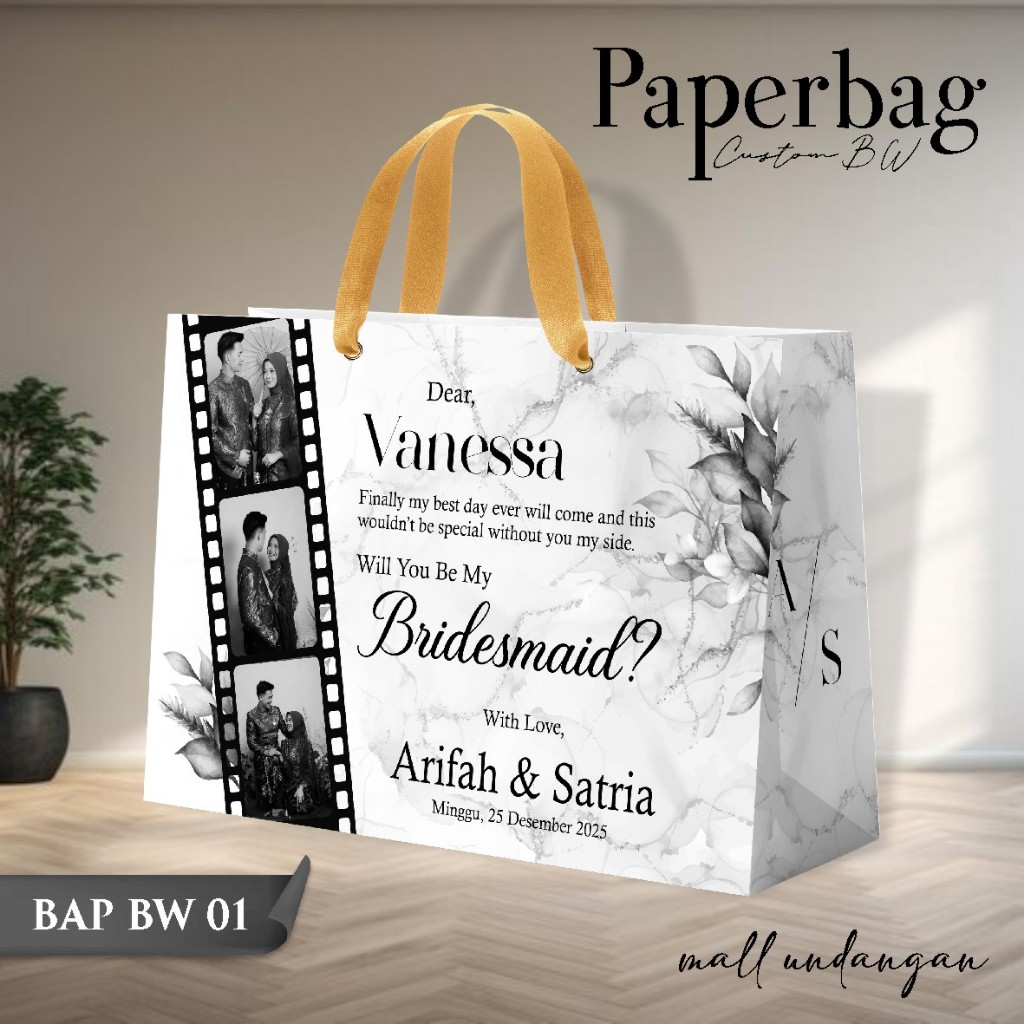 

PAPER BAG CUSTOM ELEGANT BW - TAS SOUVENIR FREE FOTO - PAPERBAG PREMIUM BAHAN ART PAPER