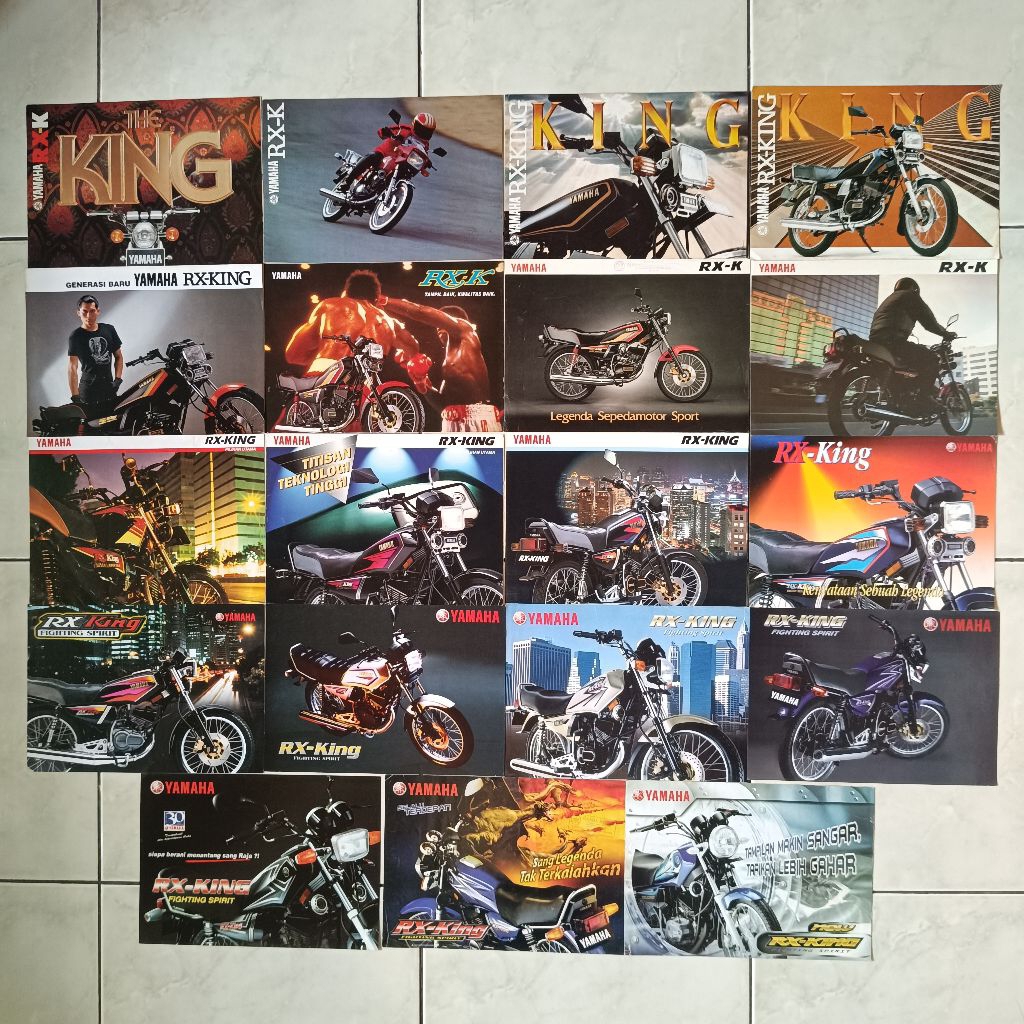 Paket 19 poster brosur katalog iklan jadul lawas Yamaha RXK RX K RX King Cobra RX King Cobra Bibir M