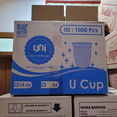 1DUS GROSIR GELAS OZ 22 UNIVERSAL GELAS OZ UNIVERSAL Gelas Plastik Merk Universal 22 Oz Oval 1 Dus I