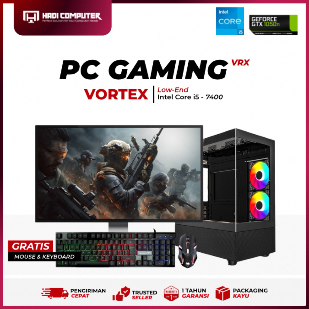 KOMPUTER PC GAMING FULL SET CORE I5-7400 GEN 7 RAM 16GB DDR4 SSD 256 GB HARRDISK 500 GB PSU 500 WATT