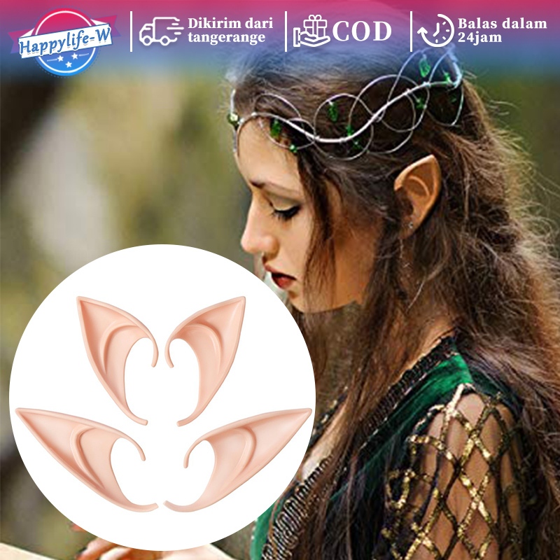 1 Pasang Kuping Elf Aksesoris Halloween Telinga Peri Palsu Telinga Peri Telinga Palsu Fairy Ears