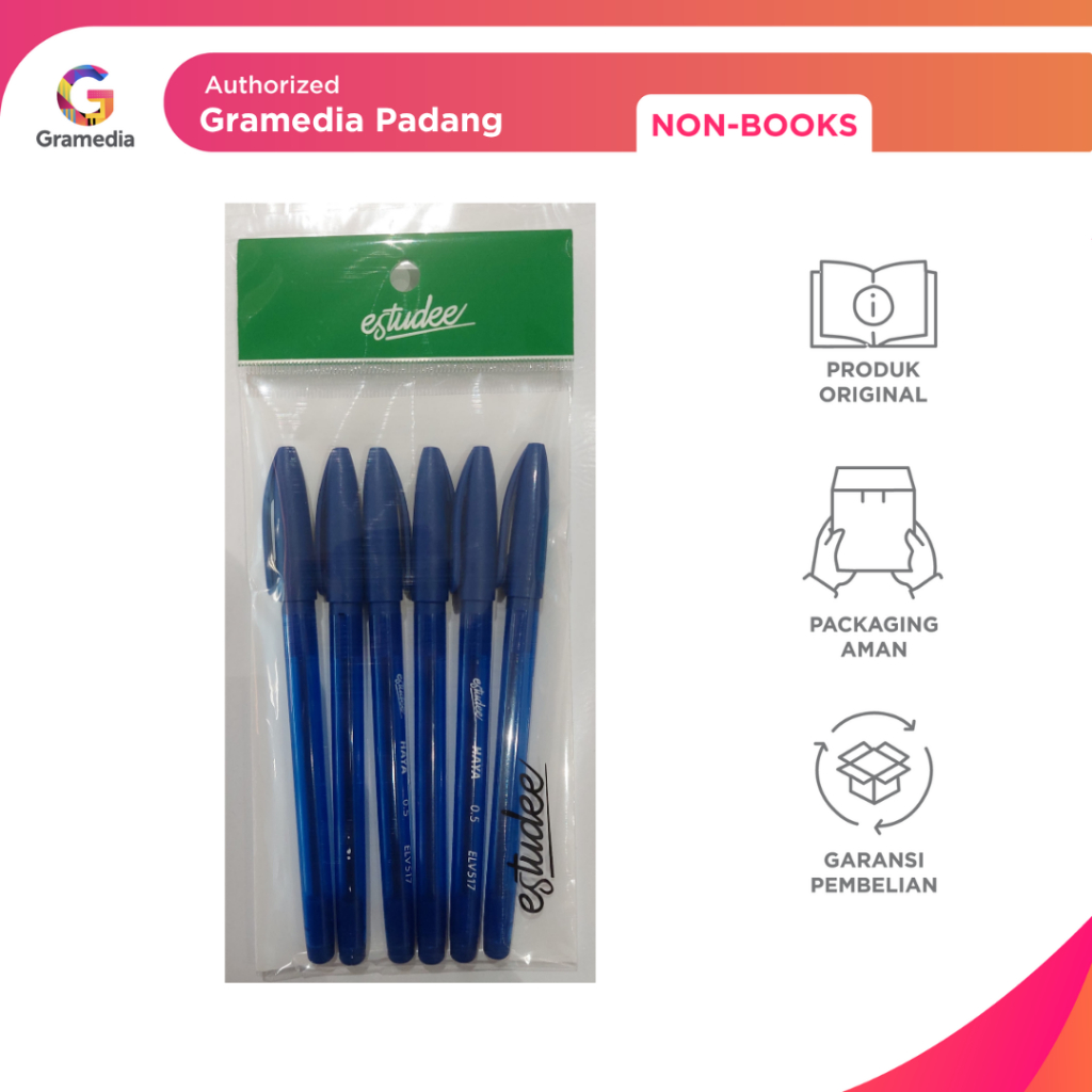 

Gramedia Padang - Pena Estudee Haya Ballpointlv 0.5 Blue isi 6