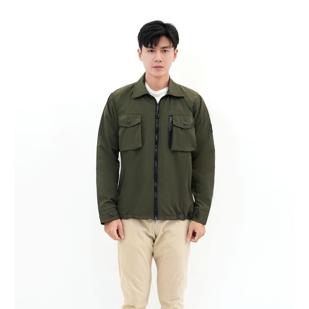 Overshirt Jacket Casual Cringkle Outwear Army