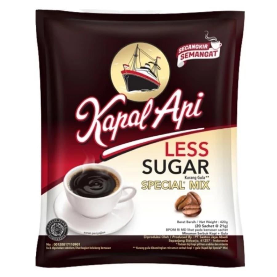 

Kapal api kopi less sugar isi 20 pcs 380 gr