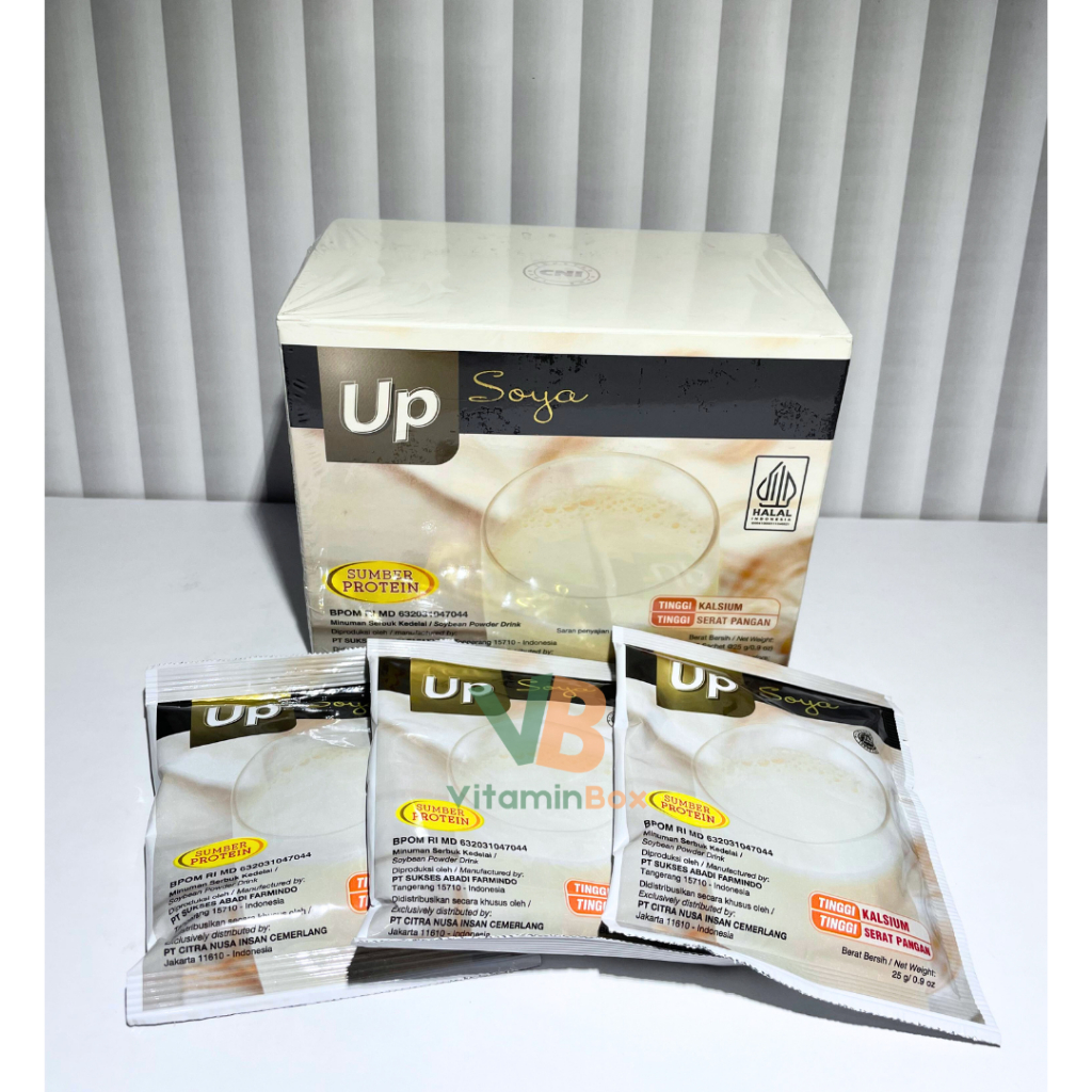 

UP SOYA 15 SACHET - Susu Kacang Kedelai Bubuk Soy Milk Powder Organik Tinggi Protein Kalsium