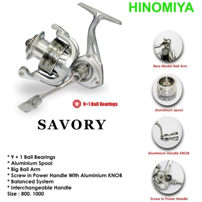 Reel Pancing Ultra Light Hinomiya SAVORY 800 1000 Power Handle
