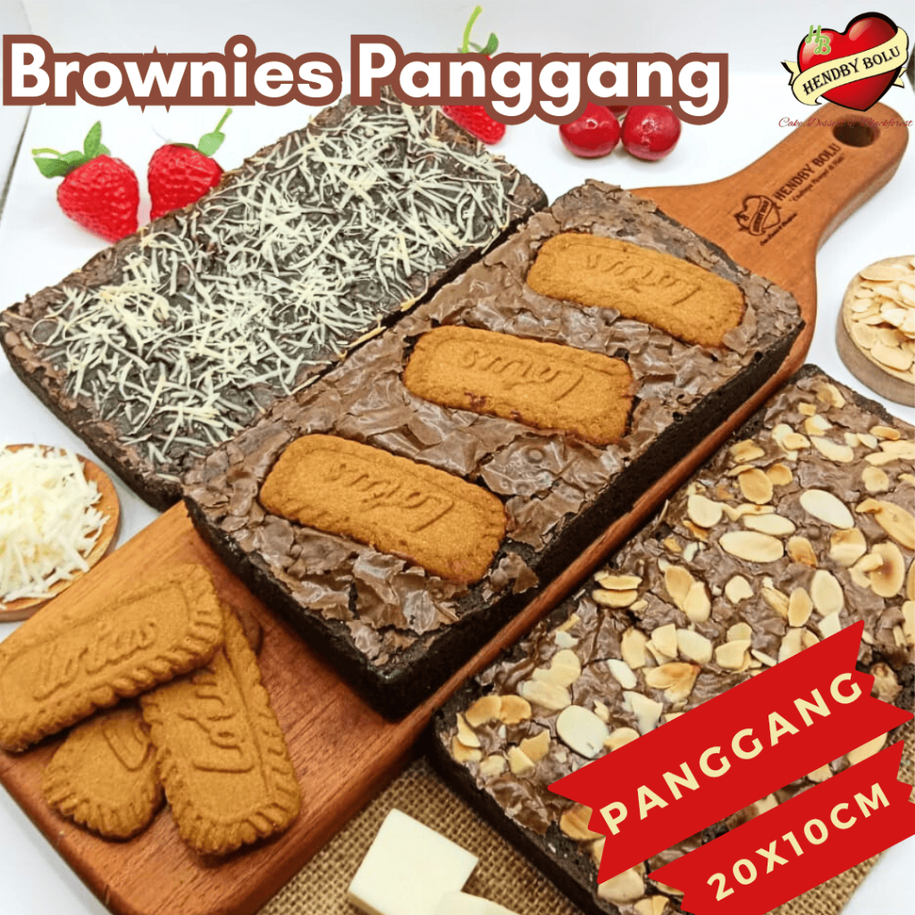 

RB22 Brownies Panggang Coklat / Brownis Crust Kacang Almond Keju / Ukuran 20x10cm