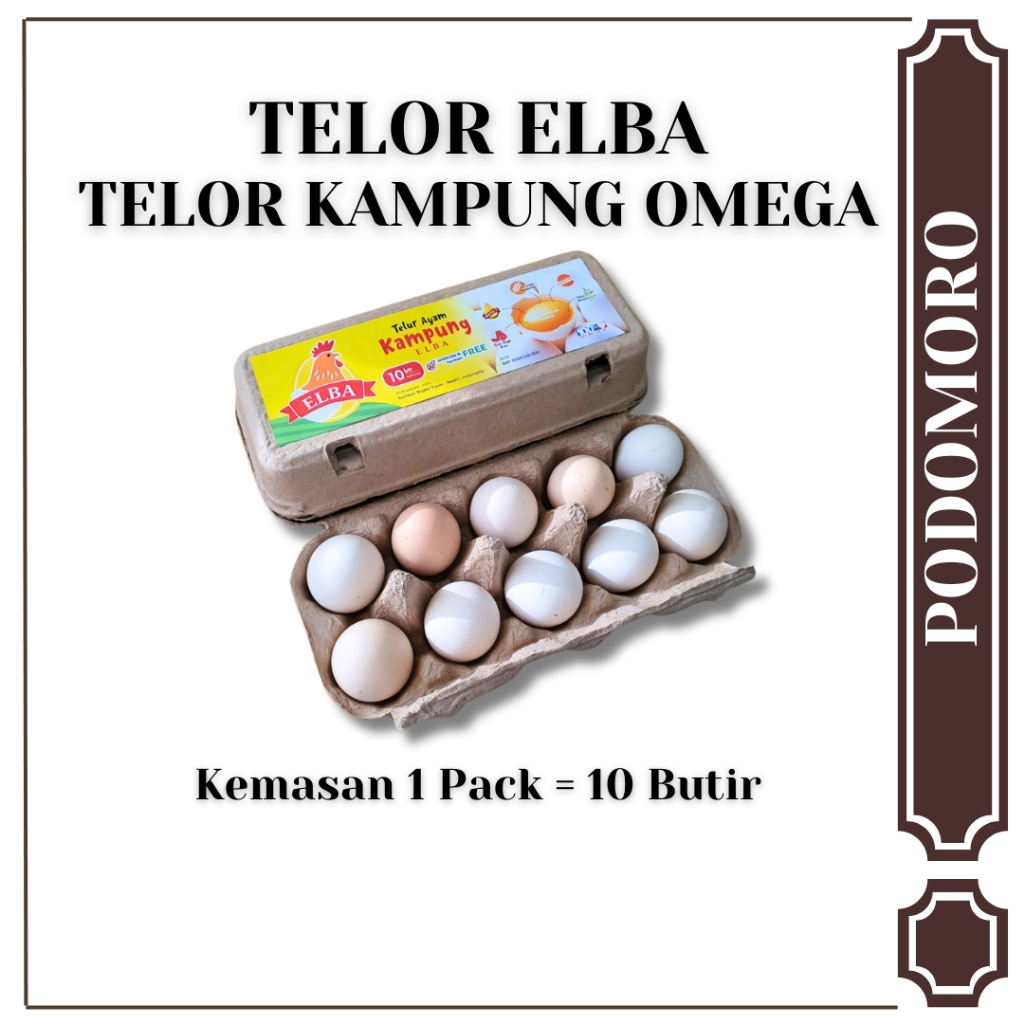 

Telor Ayam Kampung Elba Omega - Telor Fresh Mentah - 1 Pack isi 10 Butir