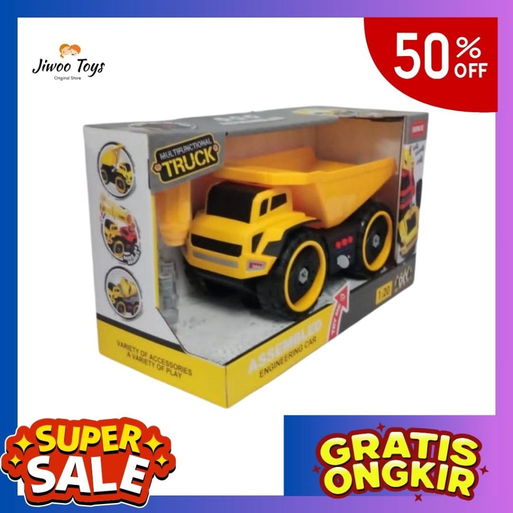 Mobil DIY Dump Truck Sound And Light MMX77024/Mainan Truck Konstruksi