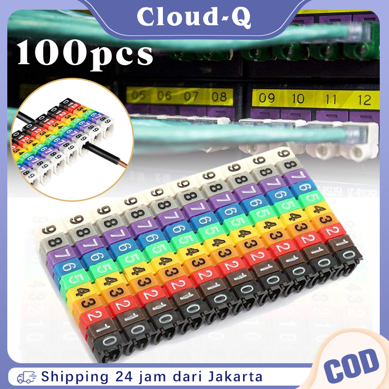 

Tag Label Sticker 100pcs Ready Stock Cable Markers Colourful C-Type Marker Number