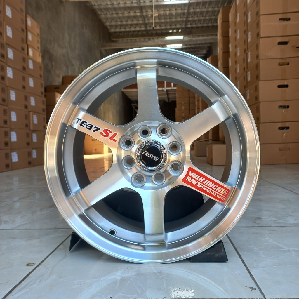 1 SET VELG TE37 SL BARU R15 H4 dbl vcd 100/114 Lbr 7 ET 35 SILVER POLISH