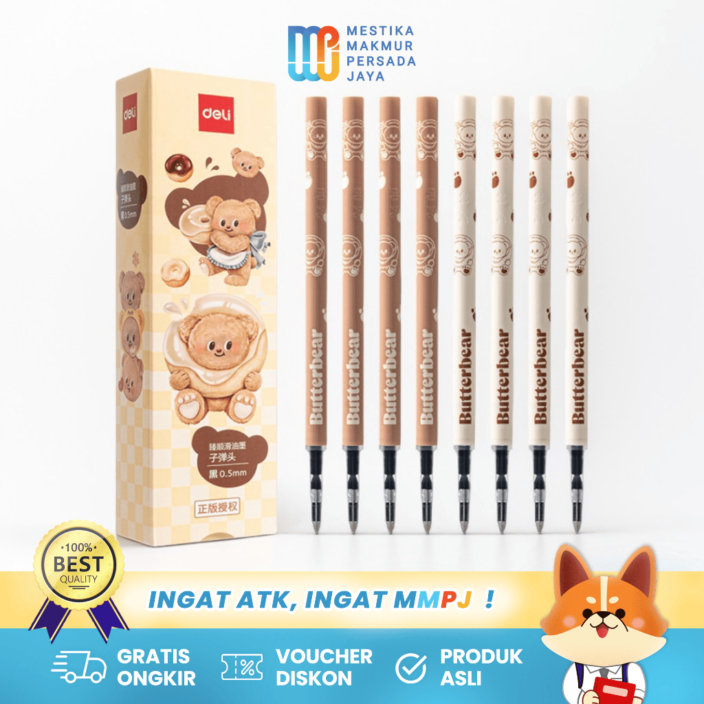 

Deli x Butterbear Pulpen Gel - Gel Pen Refill 0.5mm Tinta Hitam HY007