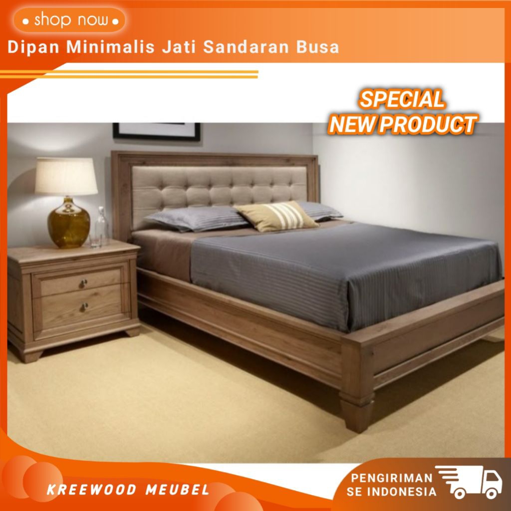 DIPAN MINIMALIS KAYU JATI UK 180 FULL JOG / DIPAN JATI MINIMALIS JOG BUSA