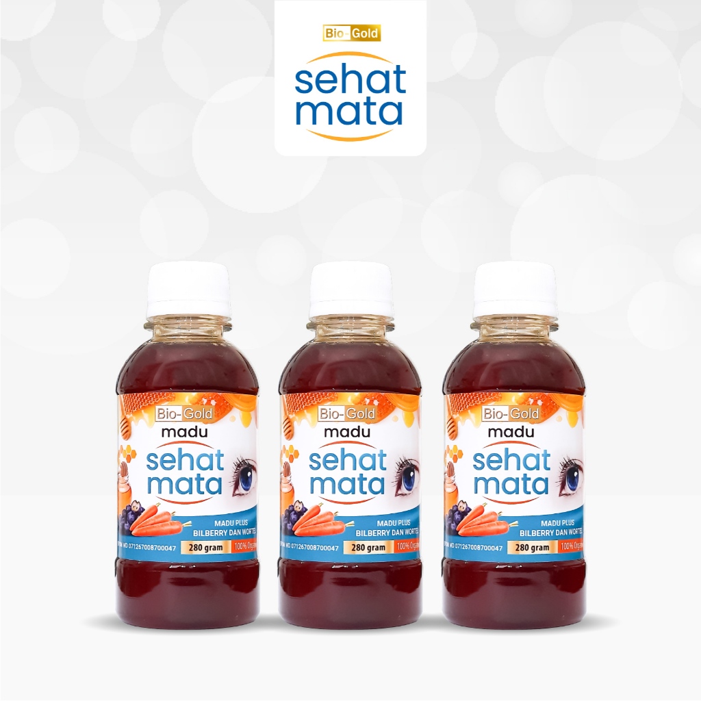 

Madu Sehat Mata Bio Gold Paket 3 Botol Atasi Mata Buram Minus Ekstrak Bilberry BPOM Isi 60 Kapsul
