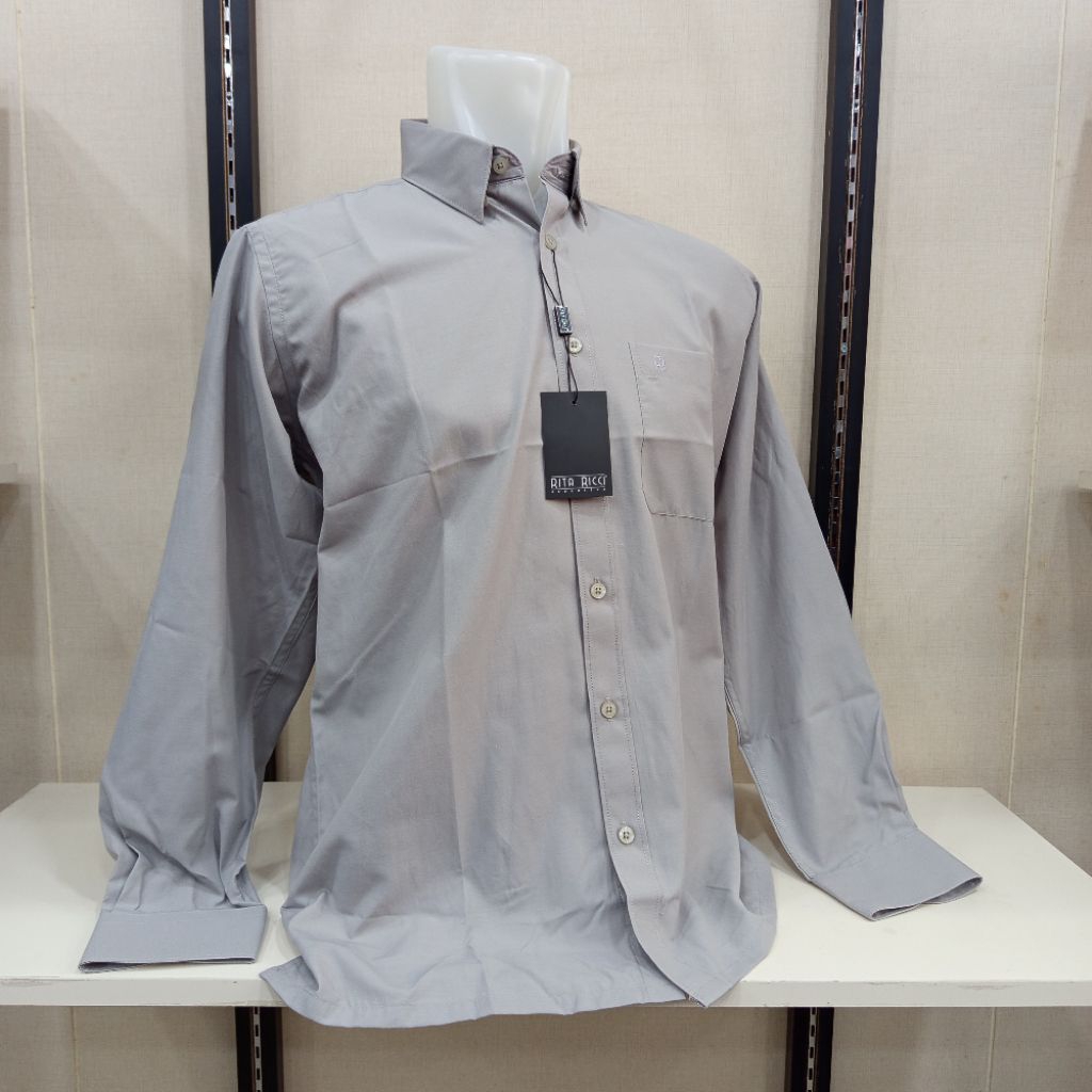 Kemeja Formal Pria Rita Ricci – Lengan Panjang Hitam/Abu/Biru Benhur (S–XL)