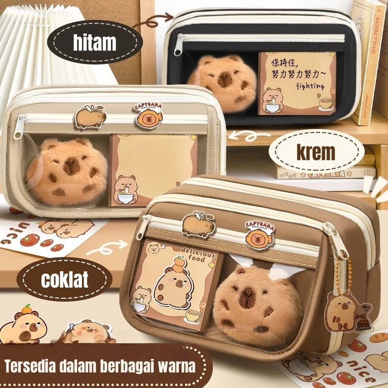 

CARAT Tempat Pensil Korea Jumbo Multi Sekat Nylon Oxford/kotak pensil 9 slot Warna Polos Tempat alat tulis Tas Pensil kapasitas besar