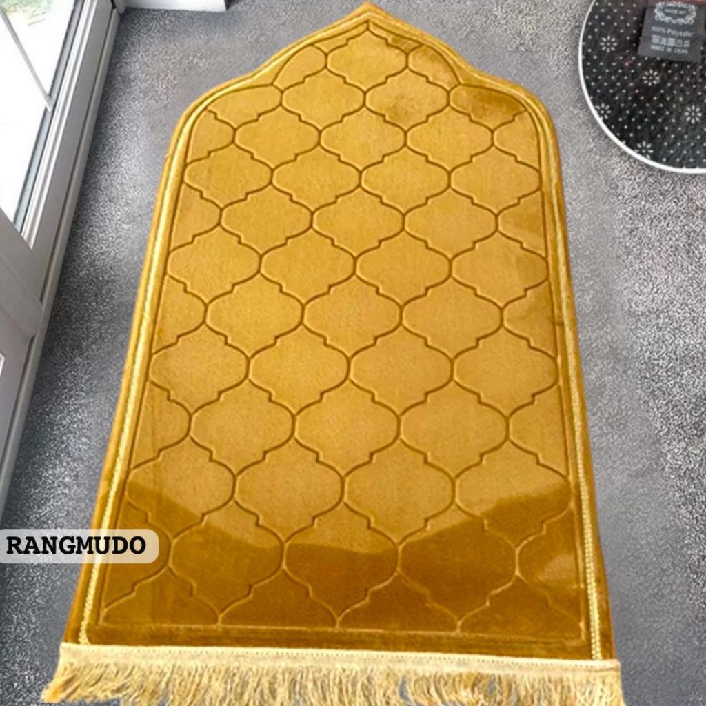 Rangmudo Sajadah Kubah Polos Warna Turki Ukuran Besar 110x70cm Bahan Bulu Lembut Halus anti Slip