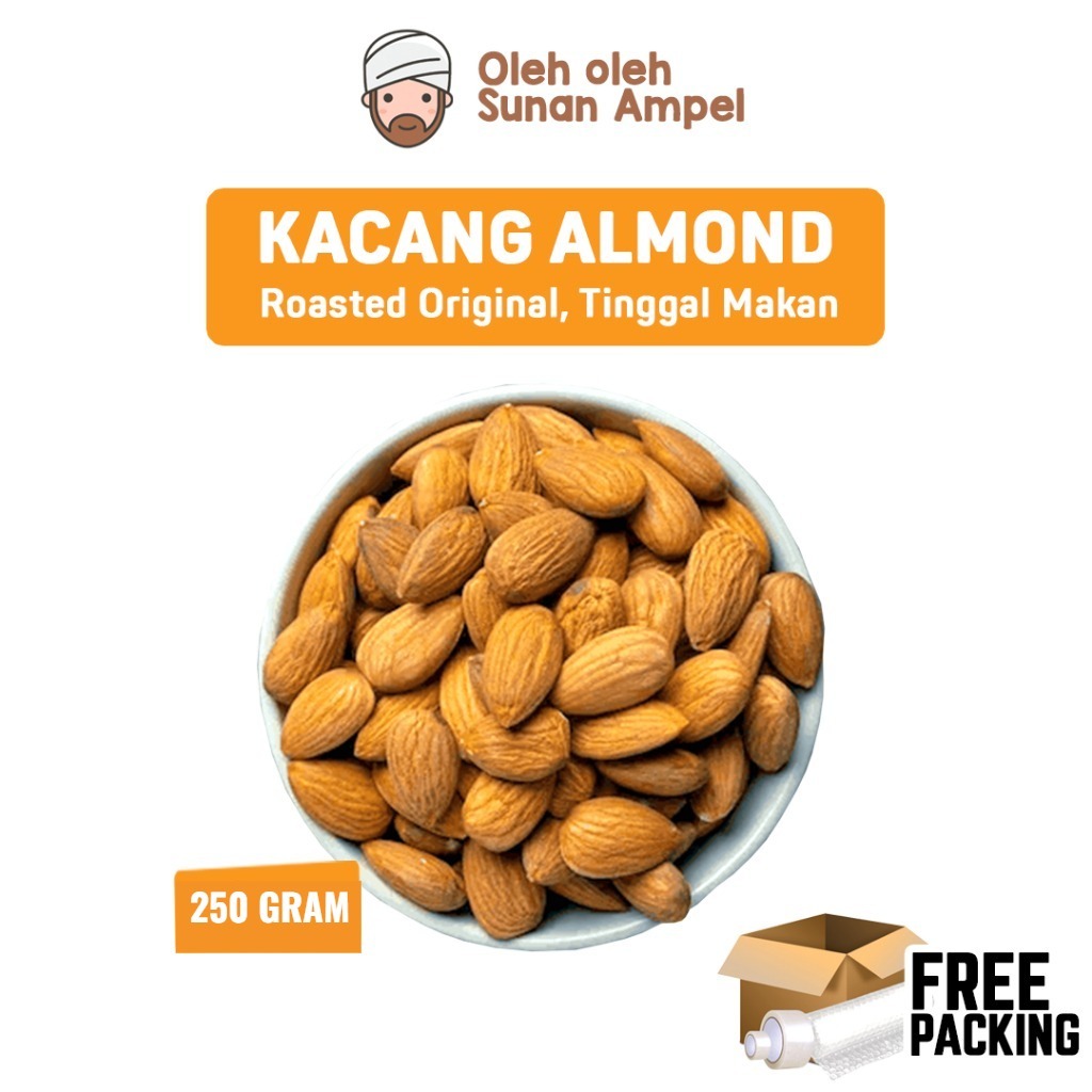 

Kacang Almond 250gr Roasted Premium Non MSG Tanpa Campuran Dijamin Renyah Gurih Kaya Magnesium Sehat