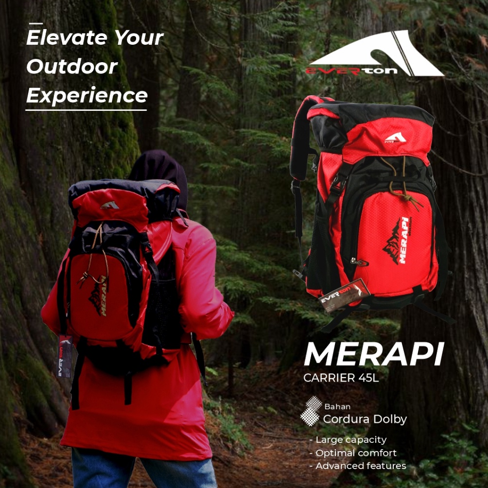 Tas Ransel Gunung Everton Carrier Camping 45 Liter Rain Cover Travelling Backpack Hiking Outdoor KOD