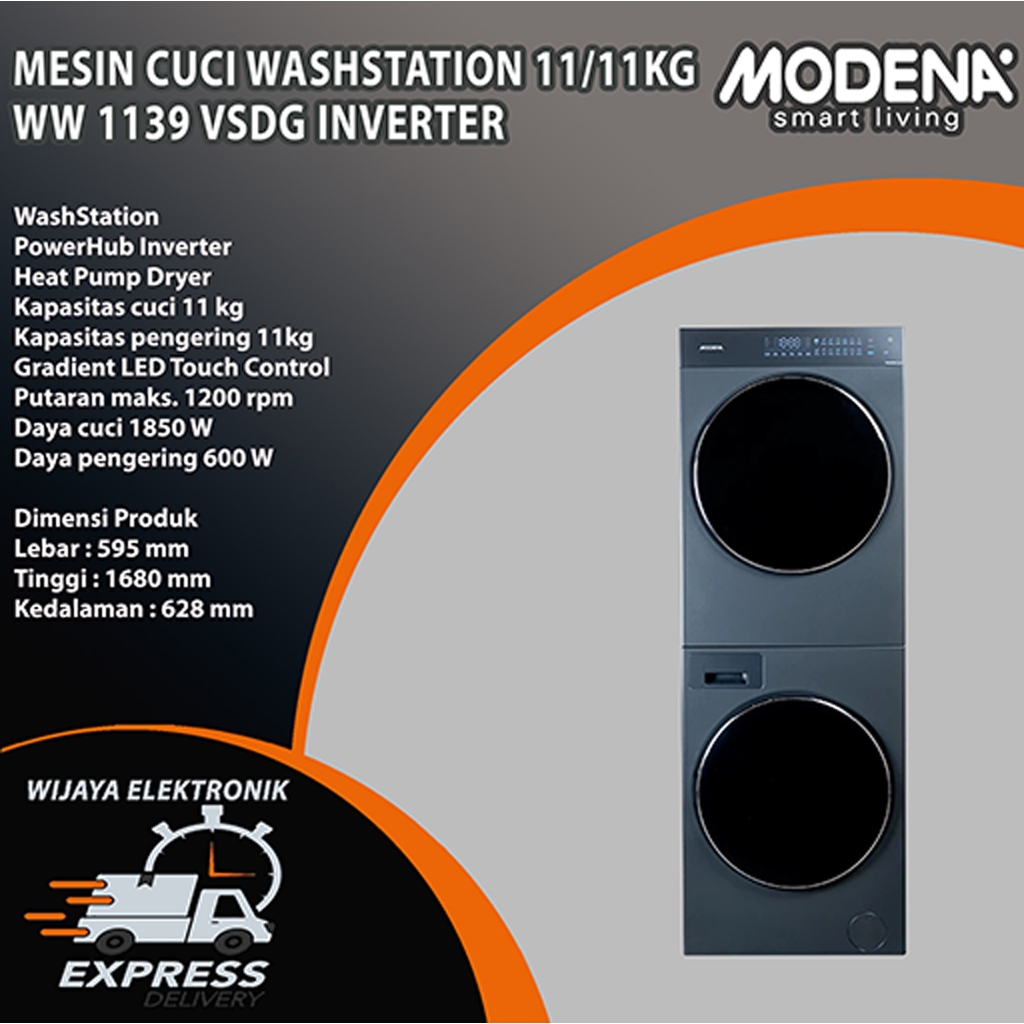 Modena WW 1139 VSDG Mesin Cuci dan Pengering Freestanding 11kg