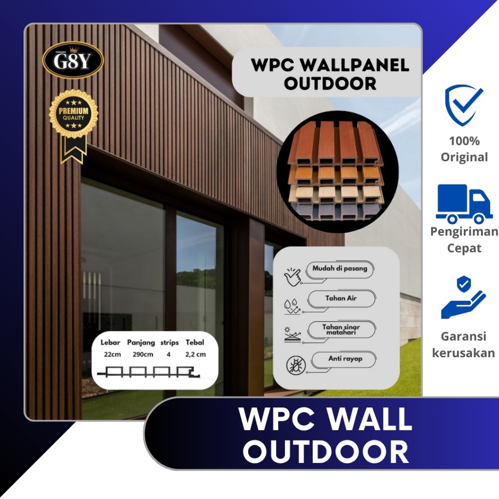 WPC Outdoor Wood Panel Kisi Kisi WallPanel Outdoor Dinding /Pagar /Wall Panel Exterior Rumah