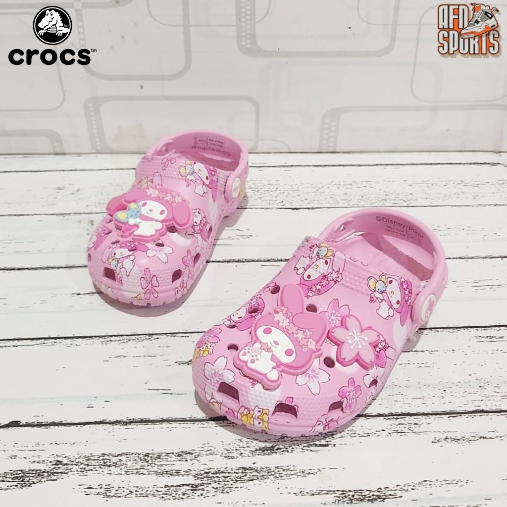 SANDAL CROCS MY MELODY - CROCS  MY MELODY KIDS AND JUNIOR - SANDAL CROCS ANAK ANAK  ( FREE TOTEBAG)