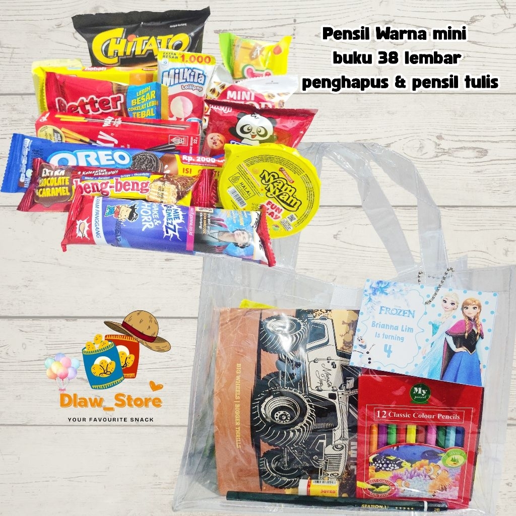 

Snack Ulang Tahun Anak Bingkisan Premium Hampers Birthday Paket Lengkap dan sovenir alat tulis