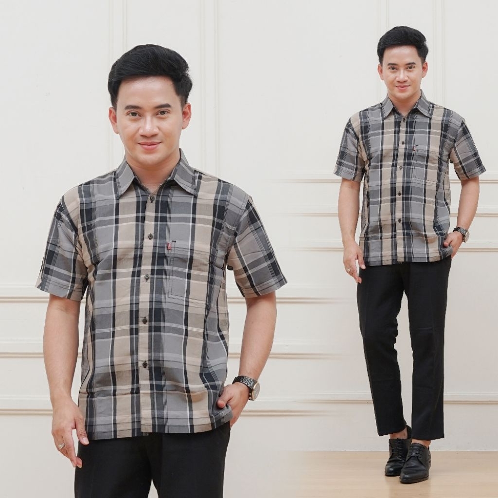 KEMEJA PRIA DEWASA HEM PRIA LENGAN PENDEk KEMEJA GARIS CASSUAL KEMEJA KOTAK PRIA DEWASA