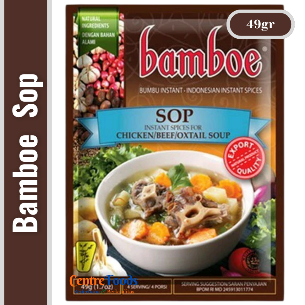 

Bumbu Masak Sop - Chicken Beef Extail Soup BAMBOE | 49gr [ Harga Per BKS ]