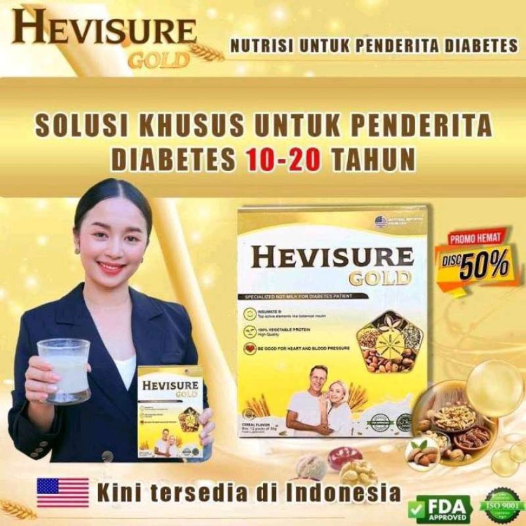 

[ PROMO PAKET 5 BOX ] HEVISURE GOLD USA ORIGINAL SUSU UNTUK DIABETES KENCING MANIS DAN GULA DARAH TINGGI