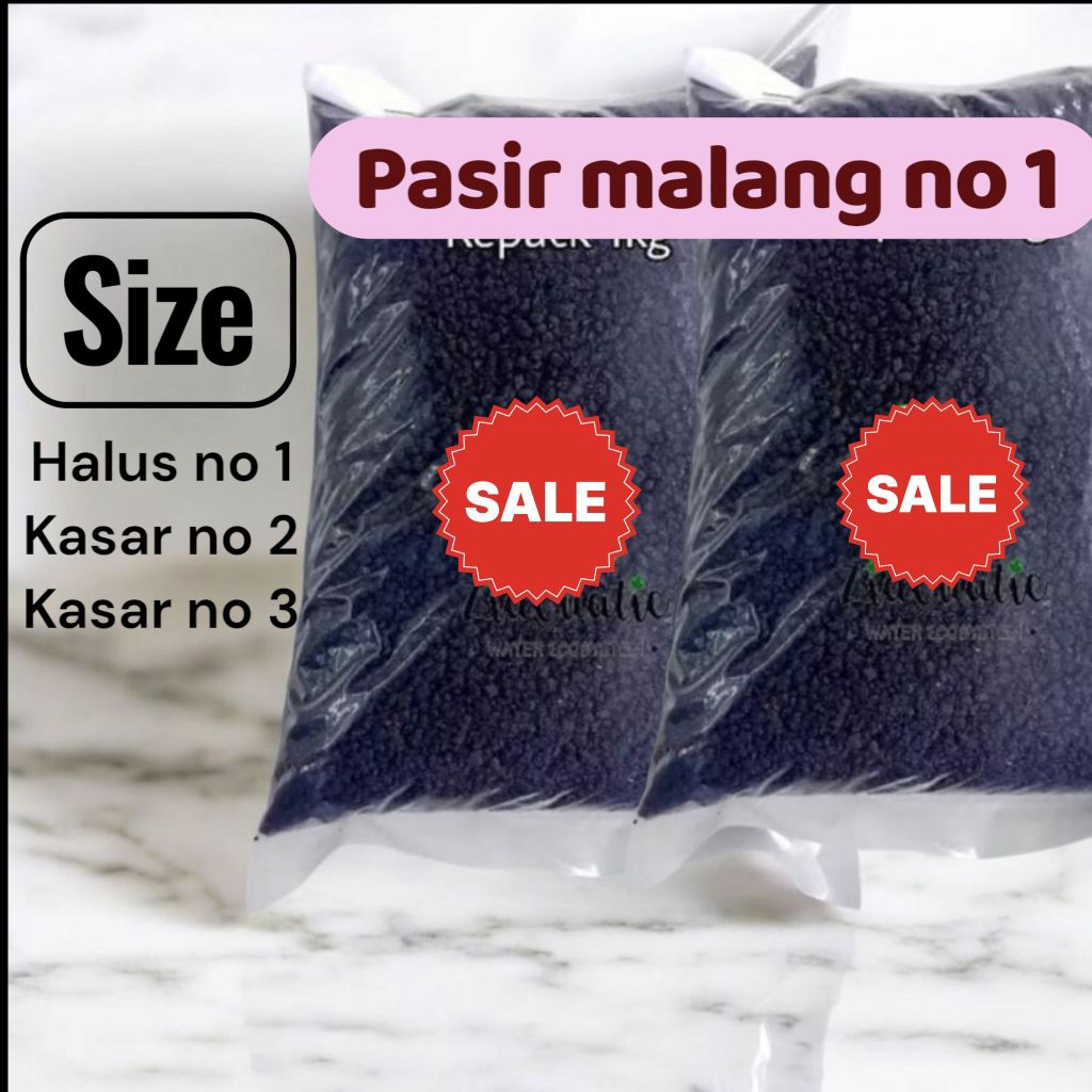 Pasir malang hitam 1kg/pasir malang media tanam 1kg/Pasir malang/Pasir malang halus no 1/Pasir malan