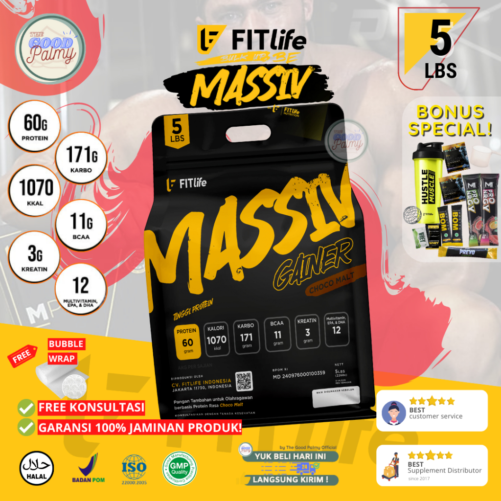 FITLife MASSIV Gainer 5 Lbs 2.27 KG 5lbs Mass Gainer MPRO Gainer Susu Penambah Berat Badan