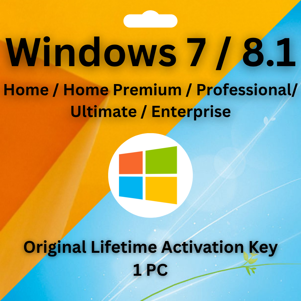 Windows 7 | Windows 8.1 Original License Key - Home | Home Premium | Professional | Ultimate | Enter