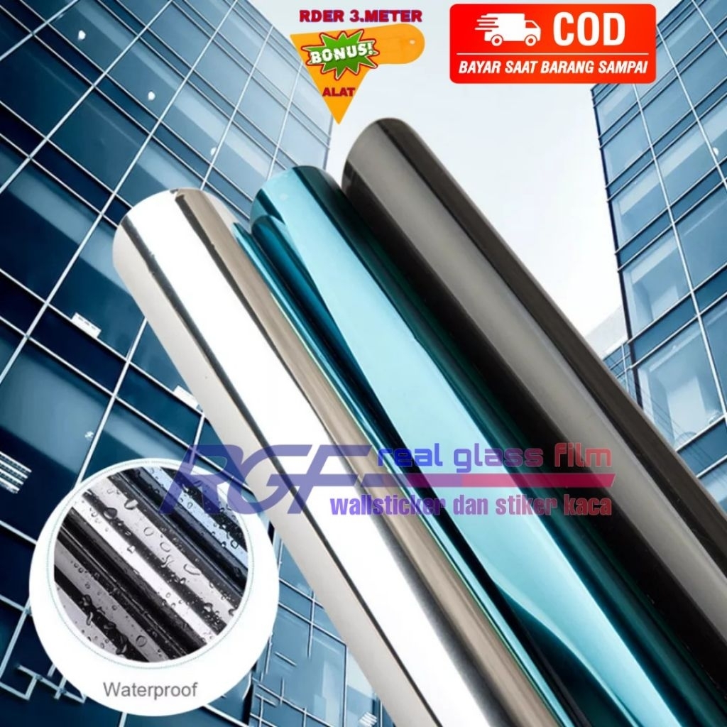 Stiker Kaca Film Cermin Jendela Pintu Rumah Kantor Mobil Ruko One Way Tidak Tembus Pandang Lebar 150