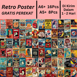 Poster RETRO 16Pcs 8Pcs WALPAPER DINDING, Poster OLD ART , Poster Aesthetic, Poster Dinding, Estetik