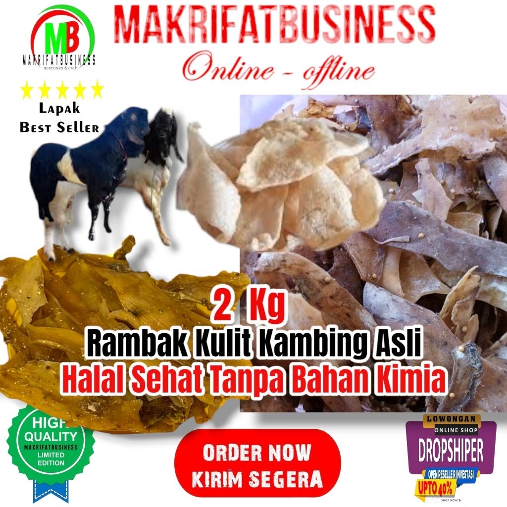 

MAKRIFATBUSINESS Paket 2 Kg Rambak Kulit Kambing Asli Fermentasi Rempah Rempah Tanpa Bahan Pengawet dan Bahan Kimia