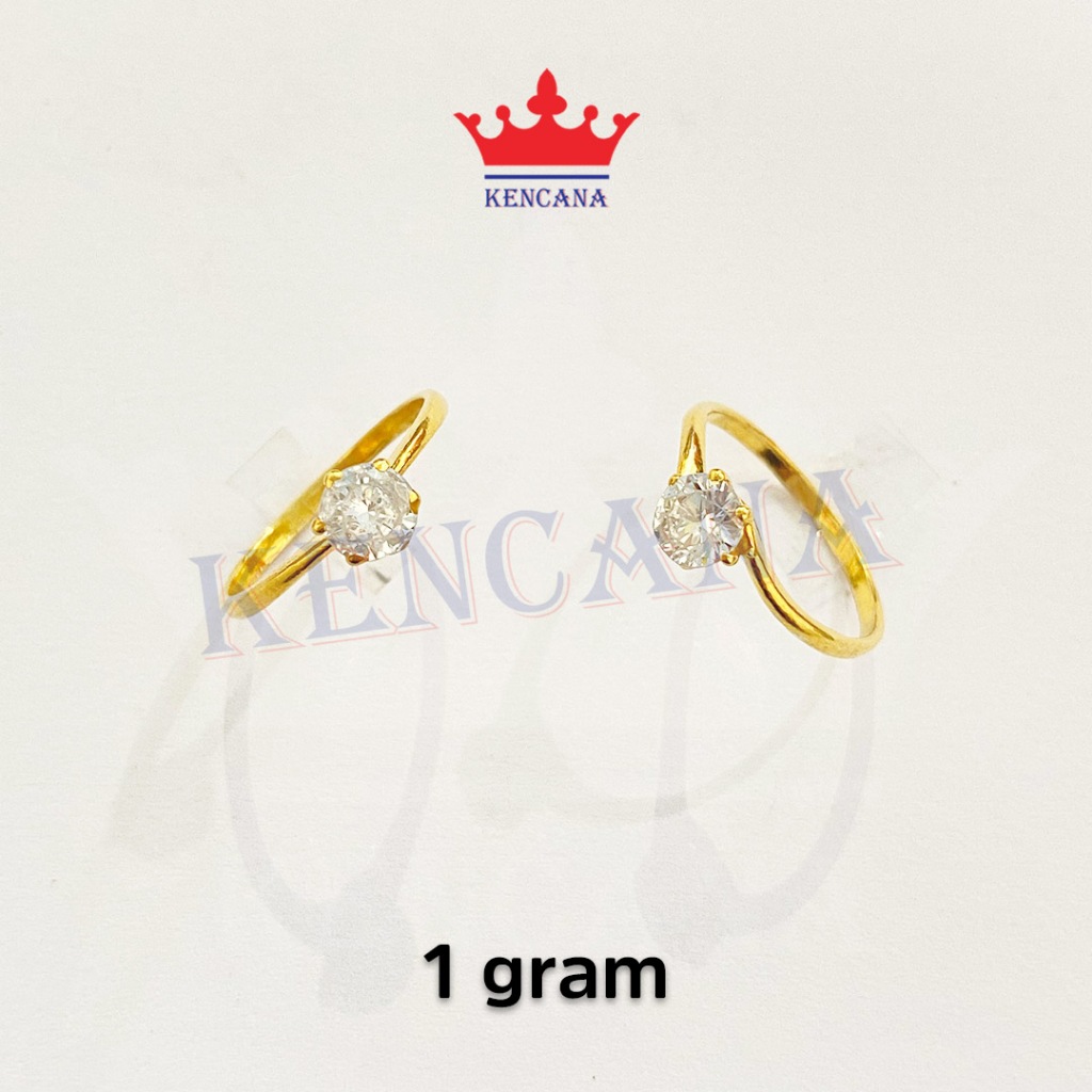 Cincin Perak Asli 925 Permata 1 Polos Sepuh Emas 24k